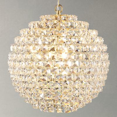 John Lewis Exquisite Crystal Globe Ceiling Light, Brushed Brass, Small