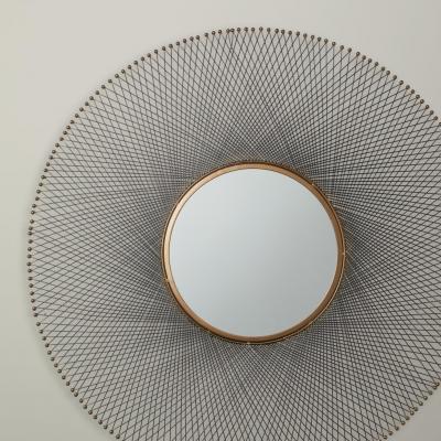 John Lewis Spindle Wire Round Mirror, Dia.45.5cm, Brown at John Lewis