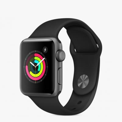 Apple Watch Series 3, GPS, 38mm Space Grey Aluminium Case with Sport Band, Black