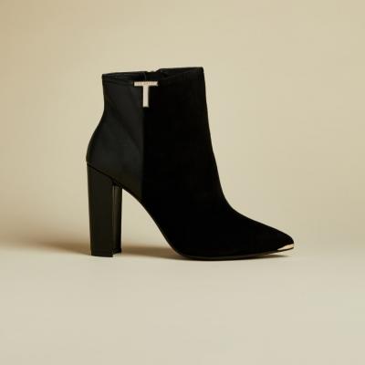 T detail suede ankle boots - Black Boots Ted Baker UK