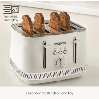 Illumination White Stainless Steel 4 Slice Toaster