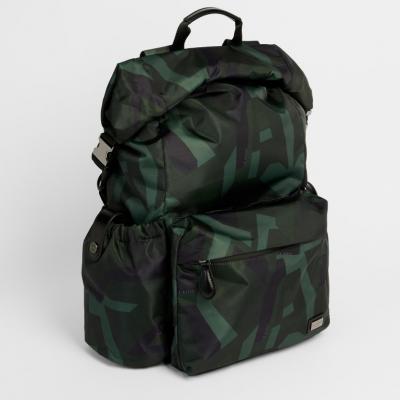 Camo Print Paper Touch Nylon Backpack - Olive Bags Ted Baker UK