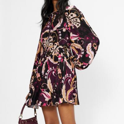 Relaxed fit paisley mini dress - Deep Purple - Ted Baker UK