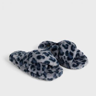 Animal print faux fur slippers - Teal Shoe- Ted Baker UK