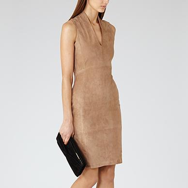 North Tan Stretch-suede Dress - REISS