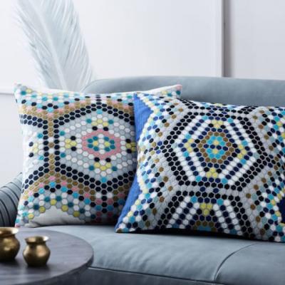 Embroidered Mosaic Tile Pillow Cover - west elm