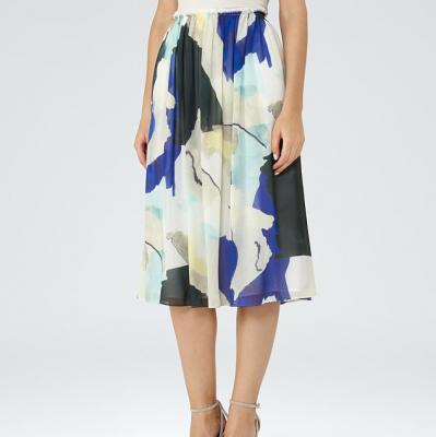 Sia Bright Sapphire/peppermint Printed Midi Skirt - REISS