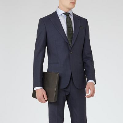 Venables Navy Wool Peak Lapel Suit - REISS