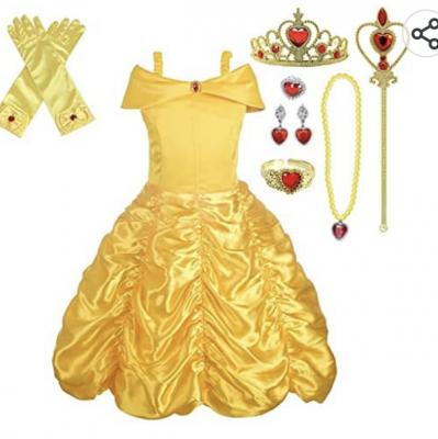 Beauty and the Beast Costume Princess Belle Iconic Fancy Dress Up Gold