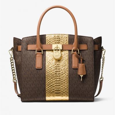 Hamilton Logo And Embossed-leather Satchel Michael Kors