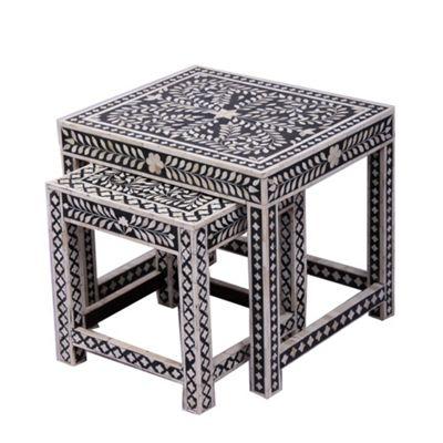 Bone inlay Ankara nest of 2 tables Debenhams