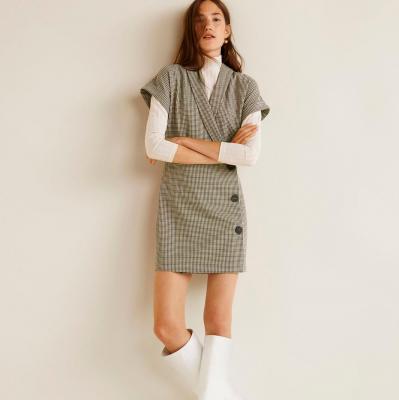 Check wrap dress - Women MANGO USA