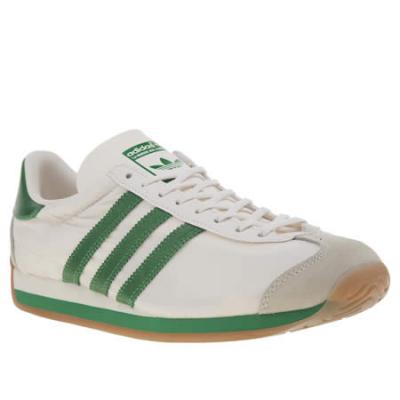 Mens White & Green Adidas Country Og Trainers