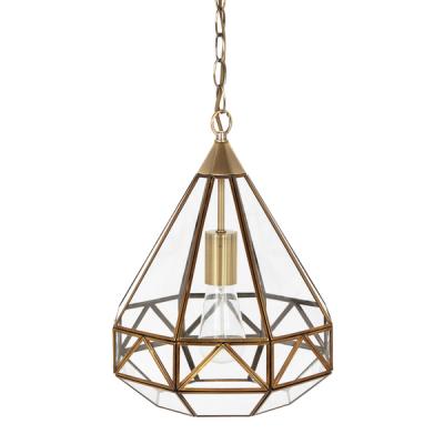Zaria Antique Brass Glass Frame Pendant Light Laura Ashley