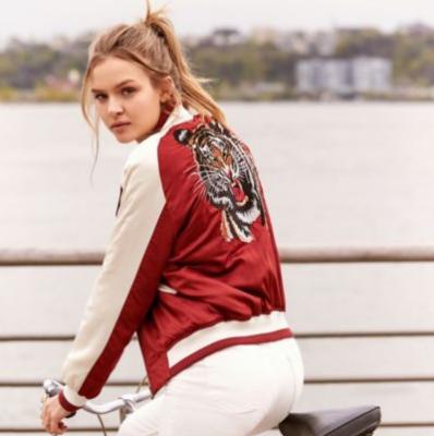 Silence + Noise Stays On Tour Satin Bomber Jacket - Urban Outfitters