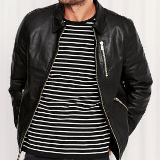 Next mens Black Collar Leather Jacket