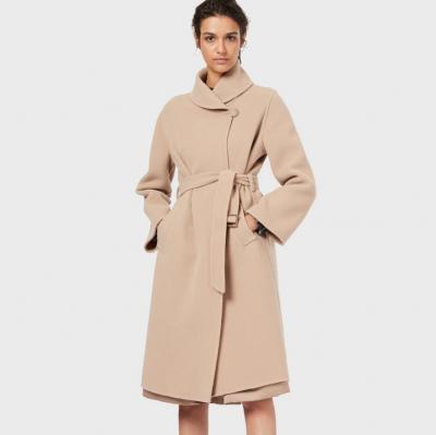 A belted coat in double fabric Woman Giorgio Armani