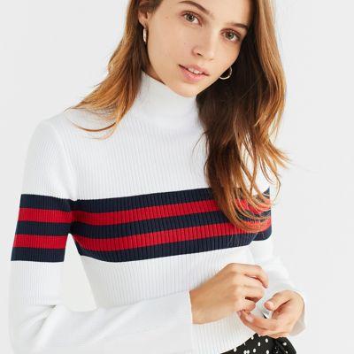 UO Izzie Striped Mock-Neck Sweater Urban Outfitters