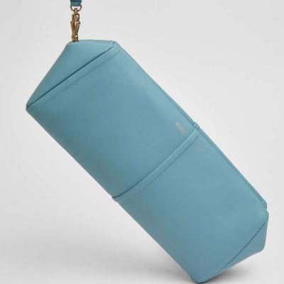 Leather clutch bag, light blue - 