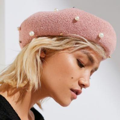 Pearl-Embellished Nubby Beret Urban Outfitters