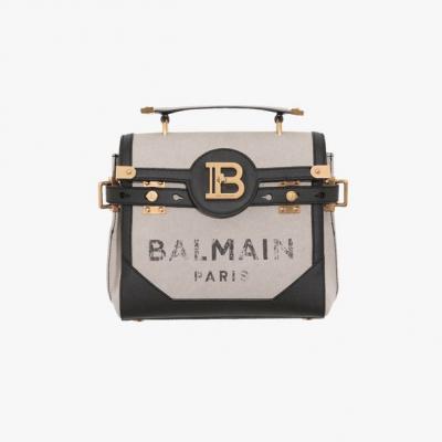 Beige And Black Canvas B Buzz 23 Bag With Faded Balmain Logo for Women - Balmain