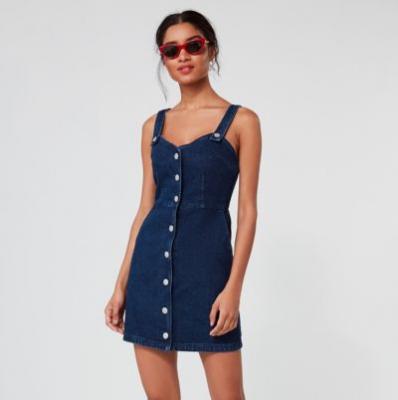 UO Amelia Denim Button-Down Mini Dress Urban Outfitters