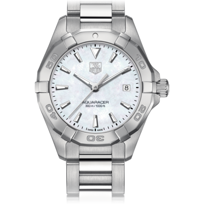 Aquaracer Ladies 300M 27 MM Mother-of-Pearl Polished steel bracelet