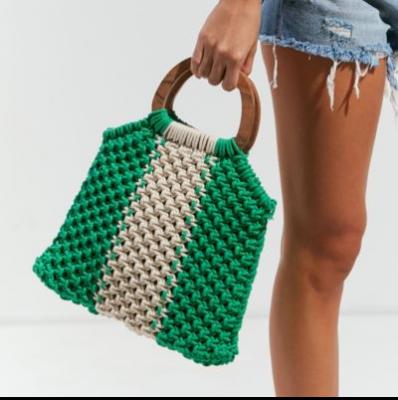 Wood Handle Stripe Macrame Tote Bag Urban Outfitters