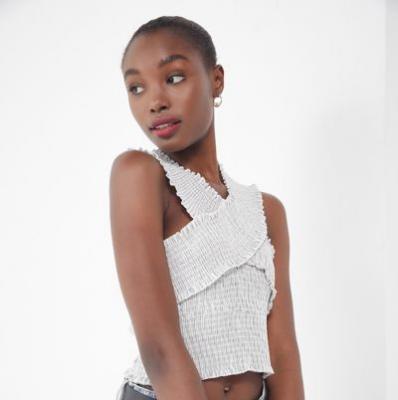UO Smocked Cross-Neck Top Urban Outfitters