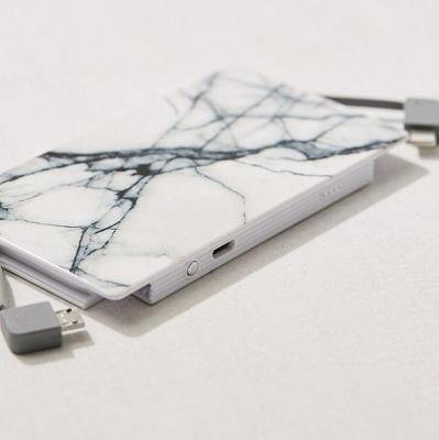 Velvet Caviar White Marble Portable Power Bank