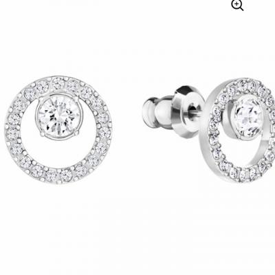 Creative Circle Pierced earrings, small white