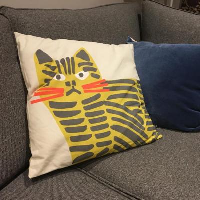 GRUMPY CAT Grey and yellow cat character printed cushion 45 x 45cm at Habitat UK