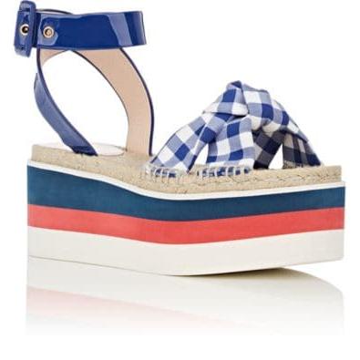 Gucci Sefir Gingham Platform Sandals 