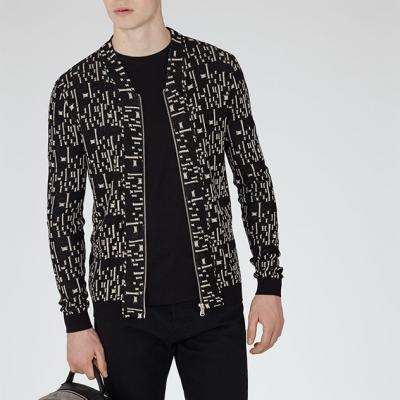 Cleveland Black Jacquard Weave Cardigan - REISS