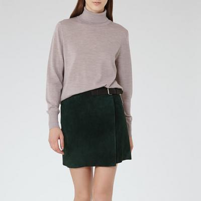 Chase Forest Green Suede Mini Wrap Skirt - REISS