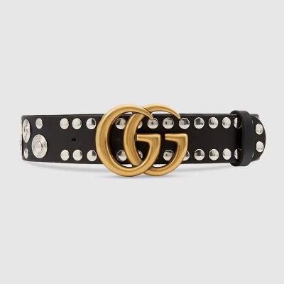 Studded leather belt with Double G buckle - Gucci 