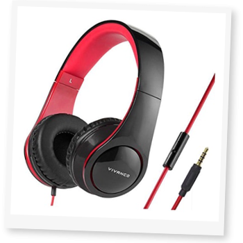 SR660 Over Ear Headphones with Rich Sound and Microphone in Black/Red