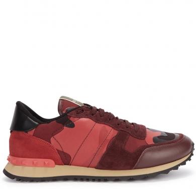 VALENTINO Red camouflage leather trainers