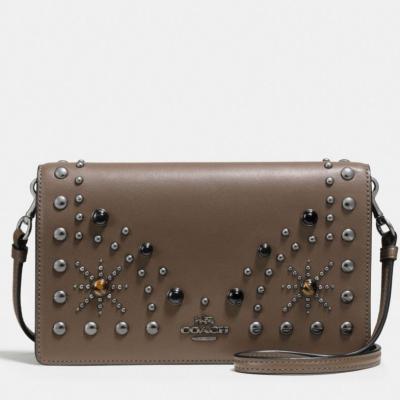 COACH: Western Rivets Foldover Crossbody Clutch In Glovetanned Leather