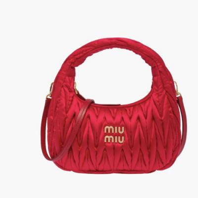Miu Wander matelassé satin mini hobo bag