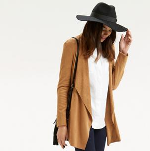 SUEDETTE DRAPE JACKET | Natural | Oasis Stores
