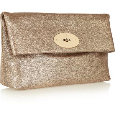 Mulberry Clemmie metallic textured-leather clutch