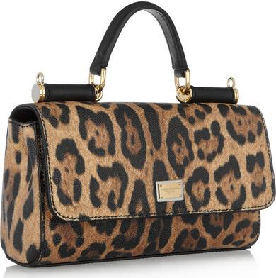 Dolce & Gabbana Lipstick leopard-print textured-leather shoulder bag