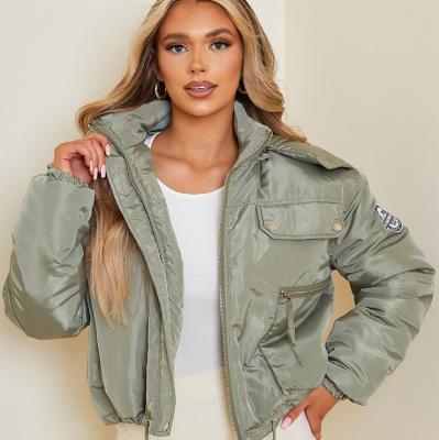 Plt Khaki Cropped Toggle Hem Faux Fur Hooded P PrettyLittleThing