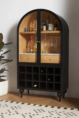 Fern Tall Ash Wood Display Drinks Cabinet