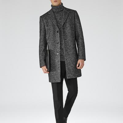 Reiss ROBERTS MELANGE WEAVE COAT CHARCOAL