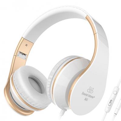 Sound Intone I65 Headphones with Microphone and Volume Control for Travel, Work, Sport , Foldable Headset for Iphone and Android Device