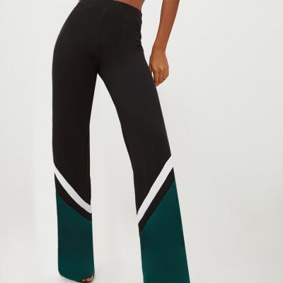 Black Wide Leg Track Hem Trousers Trousers PrettyLittleThing USA