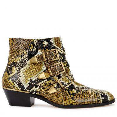 Chloé Susannah python-effect leather ankle boots