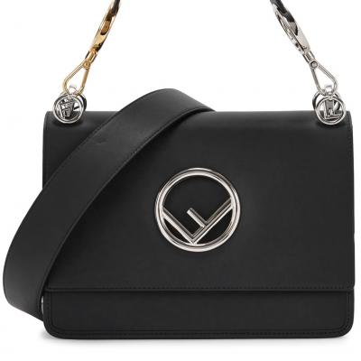 Fendi Kan I black leather shoulder bag